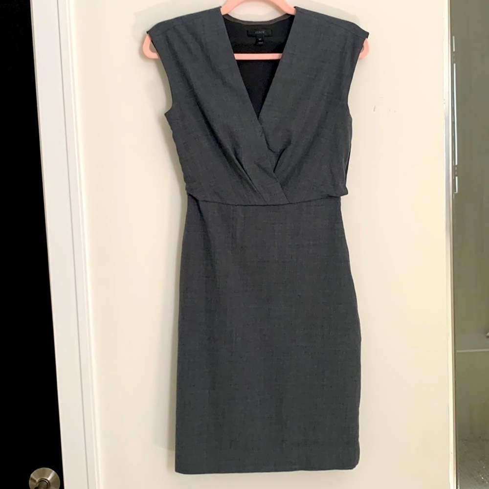 J Crew Gray Sleeveless Wool Sheath Dress. Size OP